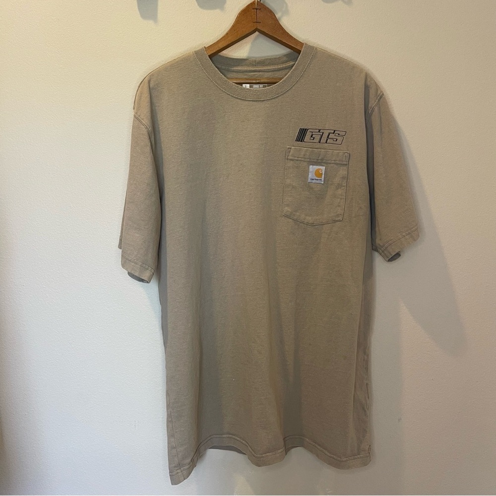 Carhartt Custom GT5 Printed Tan T Shirt Men’s Size L Tall